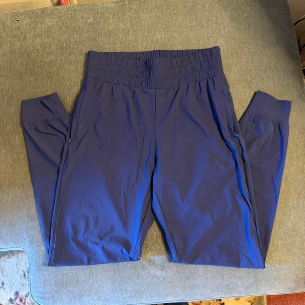 Balance Athletica Women Blue High Waisted Zipper Pocket Joggers‎ Small